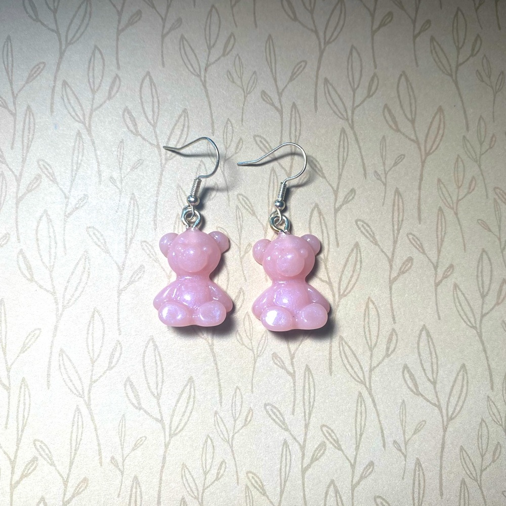 Pastel Pink Bear Earrings!